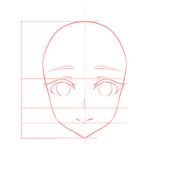 How to draw the head and face – anime-style guideline front view ...