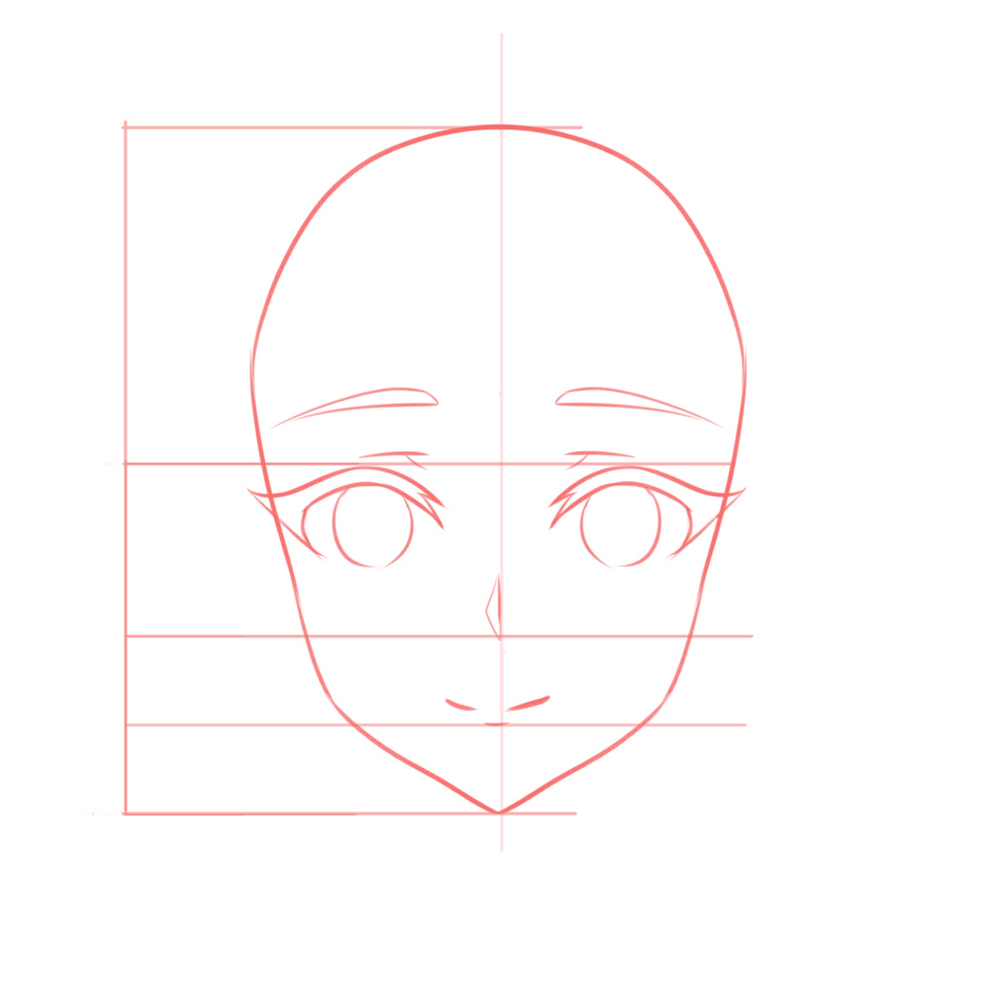 How to draw the head and face – anime-style guideline front view