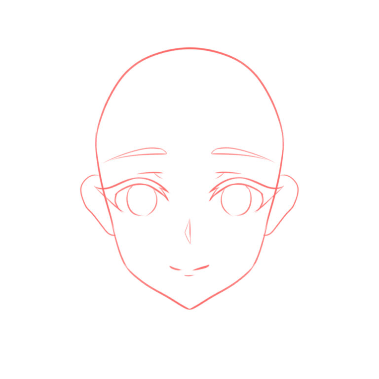 How to draw the head and face - anime-style guideline front view