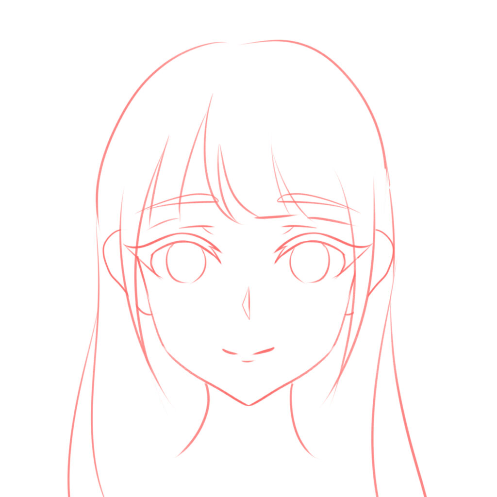 front view anime nose sketch