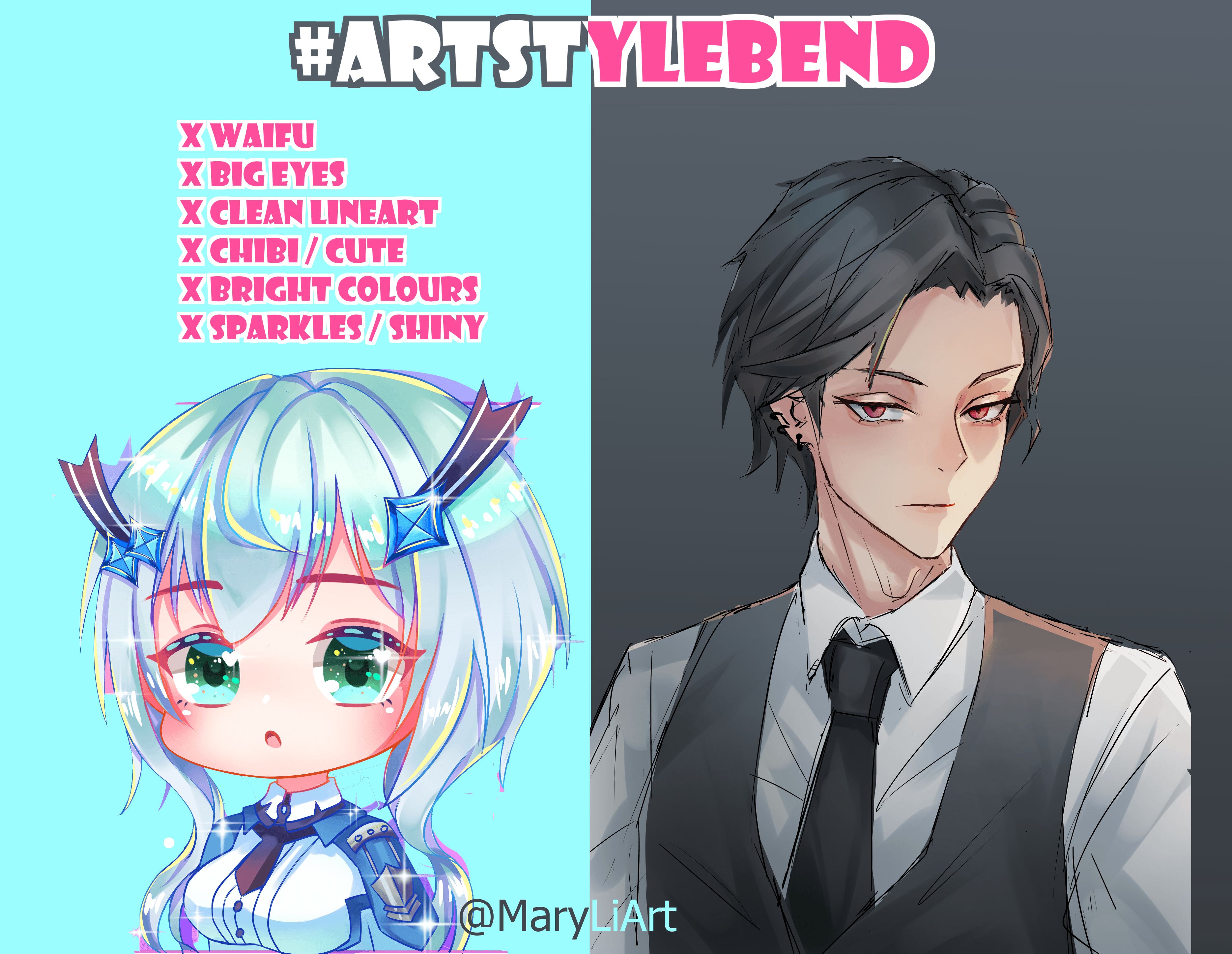 Art Style Bend Challenge – how I drew in a different style – Mary Li Art